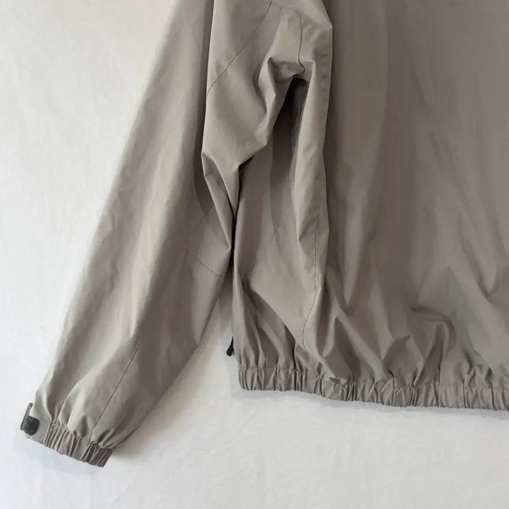 IZOD Golf Jacket Mens Medium Gray Windbreaker Roll Up Hood Lightweight Full Zip